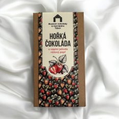 Hořká čokoláda s náplní jahoda - růžový pepř 75 g
